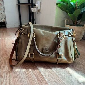 Dooney & Bourke Olive Green Leather Shoulder Bag with Braided Handle